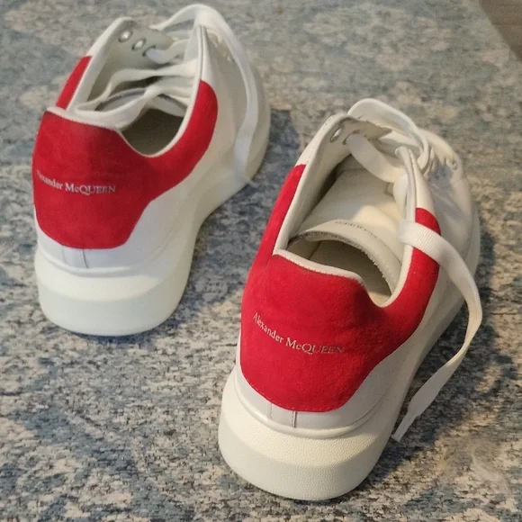 Mens Alexander McQueen White and Red Sneakers - Picture 2 of 7